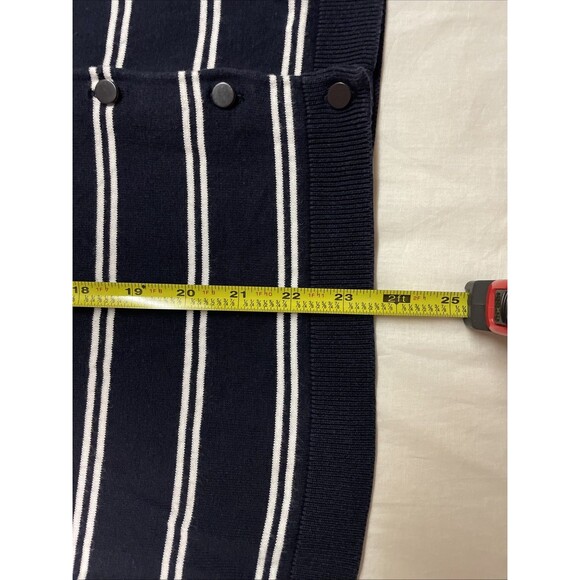 Talbots Navy Blue White Stripe Cotton Blend Cardigan Sweater Size M - Picture 7 of 7